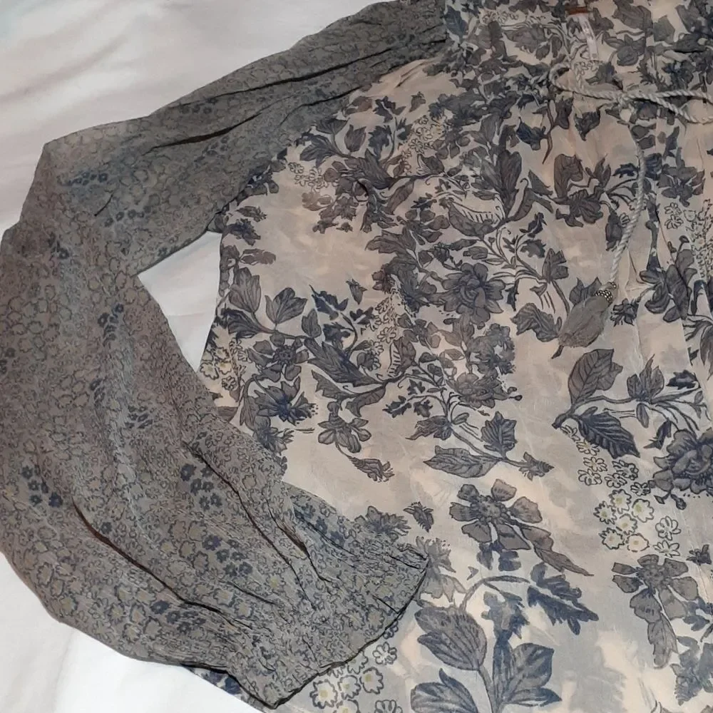 Free People Hendrix Delicate Sheer Peasant‎ Blouse
